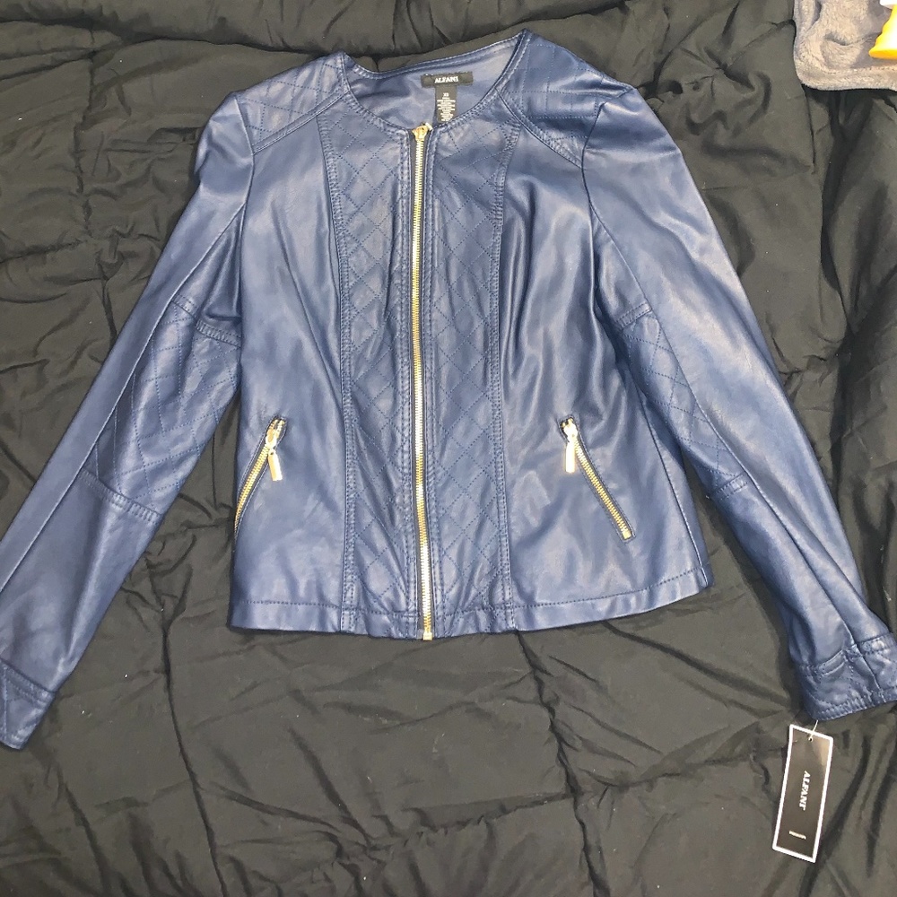 Dark Blue Leather Jacket